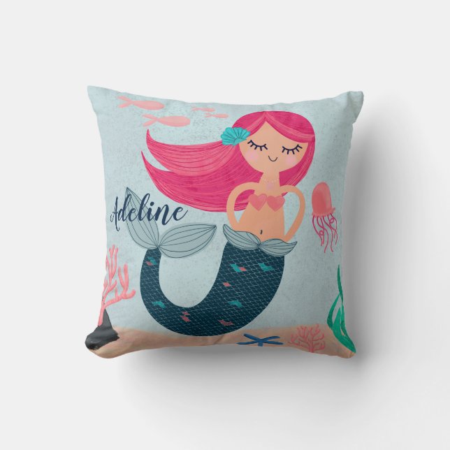 Personalisiertes Meerjungfrauthrow-Kissen Kissen (Vorderseite)