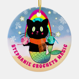 Personalisiertes Meerjunggarn aus Katzenmagen Keramik Ornament