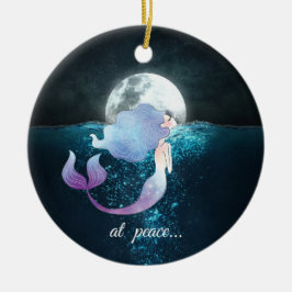 Personalisiertes Meerjungschwimmen, Ruhe, Vollmond Keramik Ornament