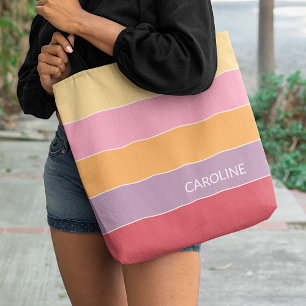 Personalisiertes Mehrfarben-Block-Streifen-Kunstmu Tasche