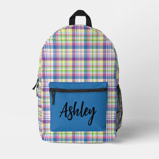 Personalisiertes mehrfarbiges Kariert Bedruckter Rucksack (Vorderseite)