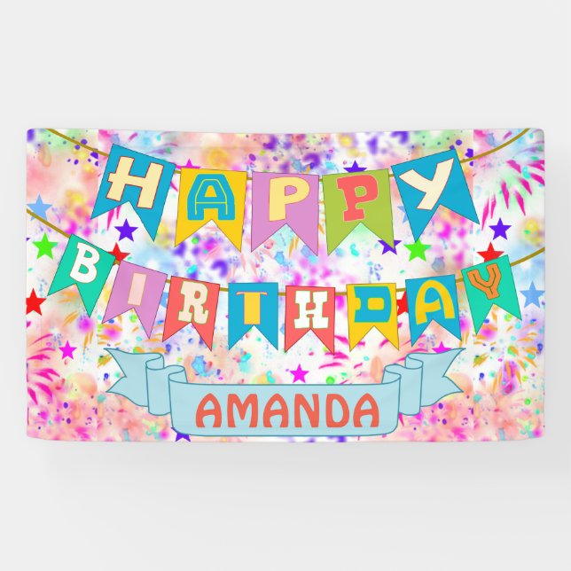 Personalisiertes mehrfarbiges Party Banner (Horizontal)
