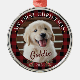 Personalisiertes Mein erstes Weihnachten-Hunde-Fot Ornament Aus Metall