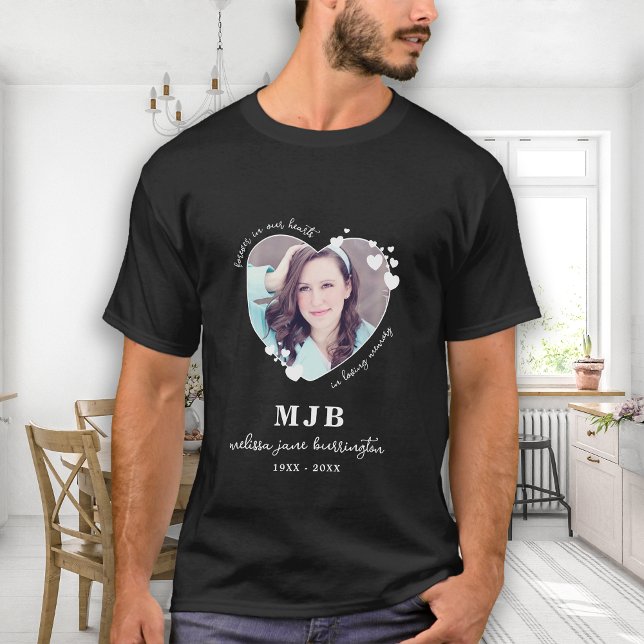 Personalisiertes Memorial Foto Monogram Forever He T-Shirt (Von Creator hochgeladen)