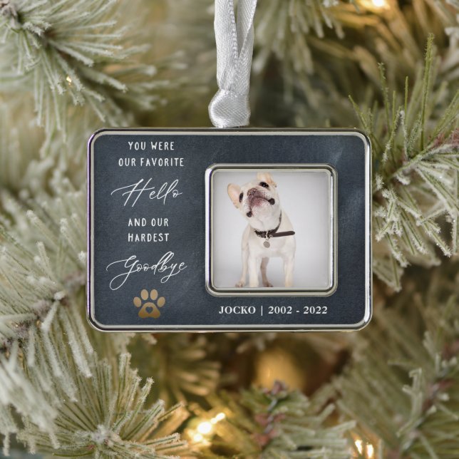 Personalisiertes Memorial Pet Loss Foto Collage Rahmen-Ornament Silber (Baum)