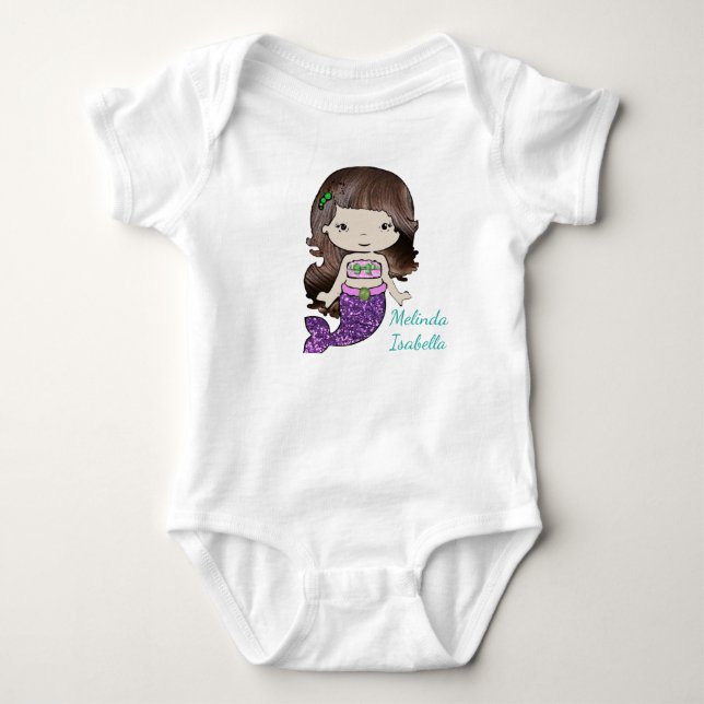 Personalisiertes Mermaid Baby One Piece Tshirt (Vorderseite)