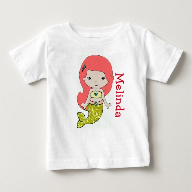Personalisiertes Mermaid Baby One Piece Tshirt (Vorderseite)