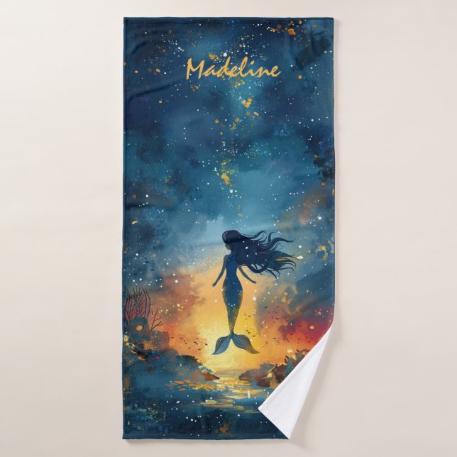 Personalisiertes Mermaid Badetuch Handtuch nach Ma Badehandtuch (Badehandtuch)