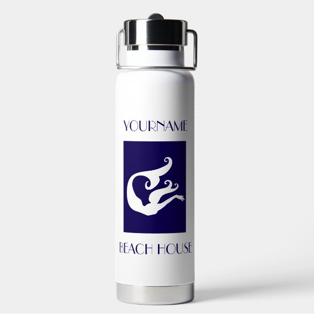 Personalisiertes Mermaid Beach House Wasserflasche Trinkflasche (Hinten)