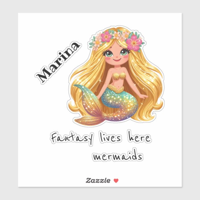 Personalisiertes Mermaid-Set Aufkleber (Blatt)