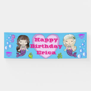 Personalisiertes Mermaid Themed Happy Birthday Ban Banner