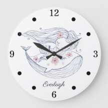 Personalisiertes Mermaid-Whale-Girl-Kinderzimmer 