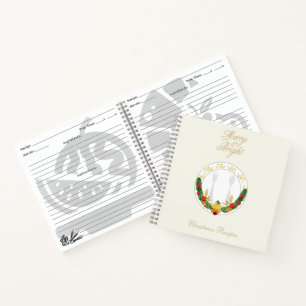 Personalisiertes Merry & Bright Weihnachts Rezept Notizbuch