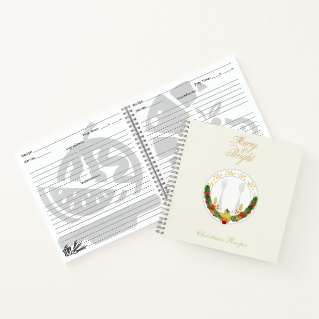 Personalisiertes Merry & Bright Weihnachts Rezept  Notizbuch (Innenseite)