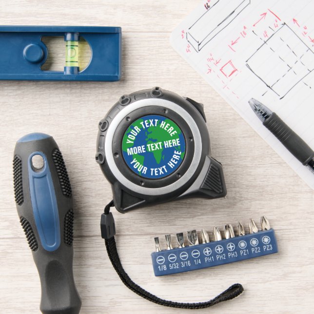 Personalisiertes Messband mit dem Logo der Erde Maßband (Werkstatt)