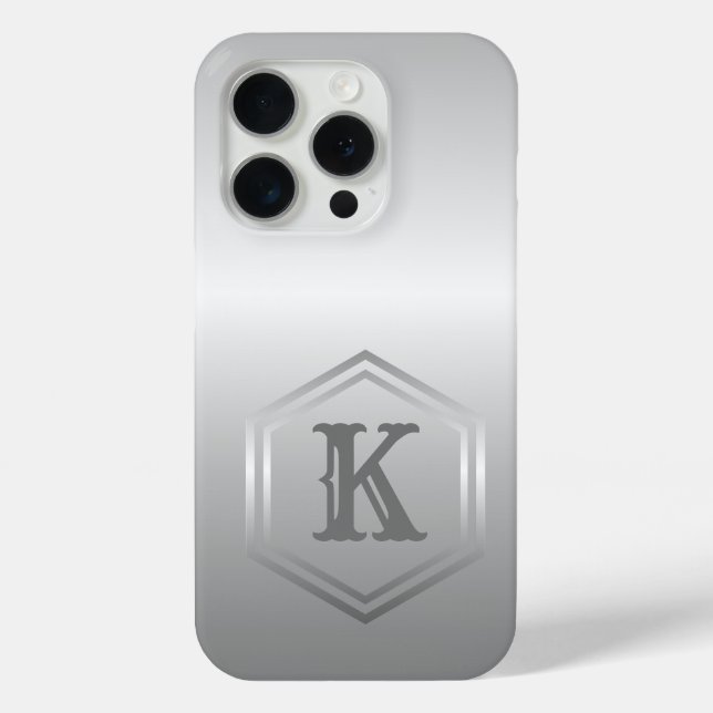 Personalisiertes Metallisches Silver Monogramm Case-Mate iPhone Hülle (Rückseite)