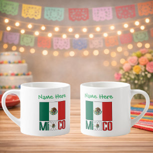 Personalisiertes Mexiko-Flagge-Name-Design Espressotasse
