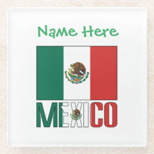 Personalisiertes Mexiko-Flaggen-Name-Design Glasuntersetzer