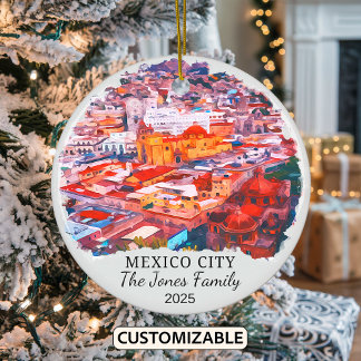 Personalisiertes Mexiko-Stadt-Ornament, Mexiko Keramik Ornament