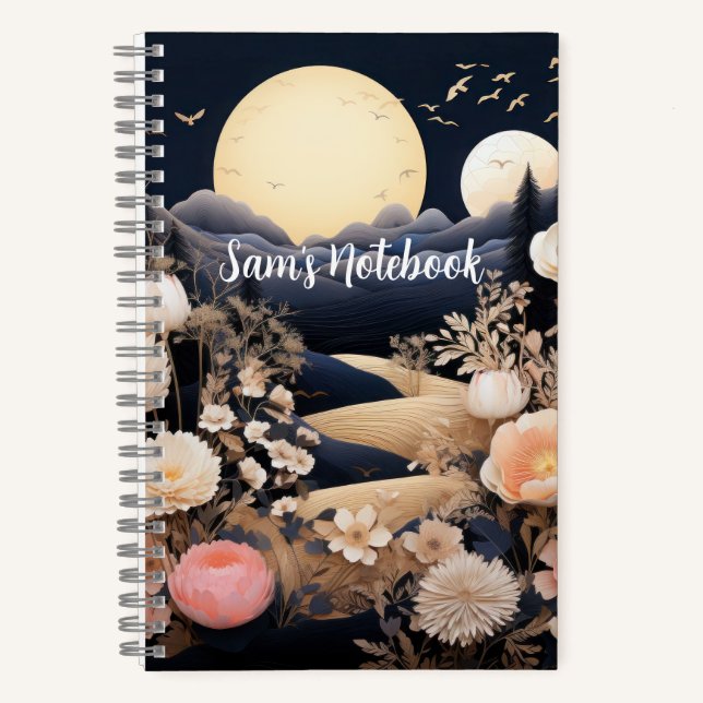 Personalisiertes Midnight Boho-Gartengeschenk Notizbuch (Vorderseite)
