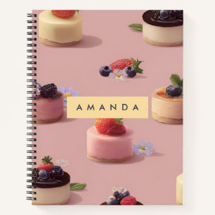 Personalisiertes Mini Cheesecake Dessert Muster Notizbuch
