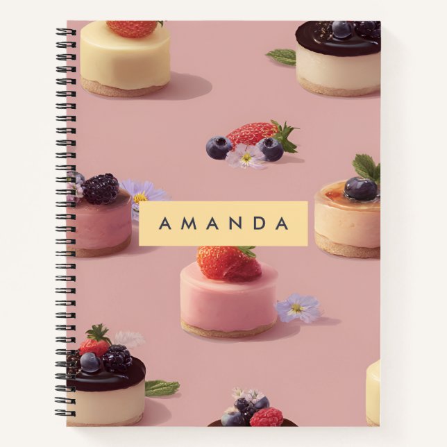 Personalisiertes Mini Cheesecake Dessert Muster Notizbuch (Vorderseite)