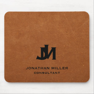 Personalisiertes Minimal-Sable-Leder-Monogramm Mousepad