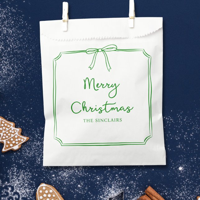 Personalisiertes Minimalistisches Bow Design Weihn Geschenktütchen (Spread holiday cheer with this custom Christmas gift bag—perfect for treats and small gifts!)