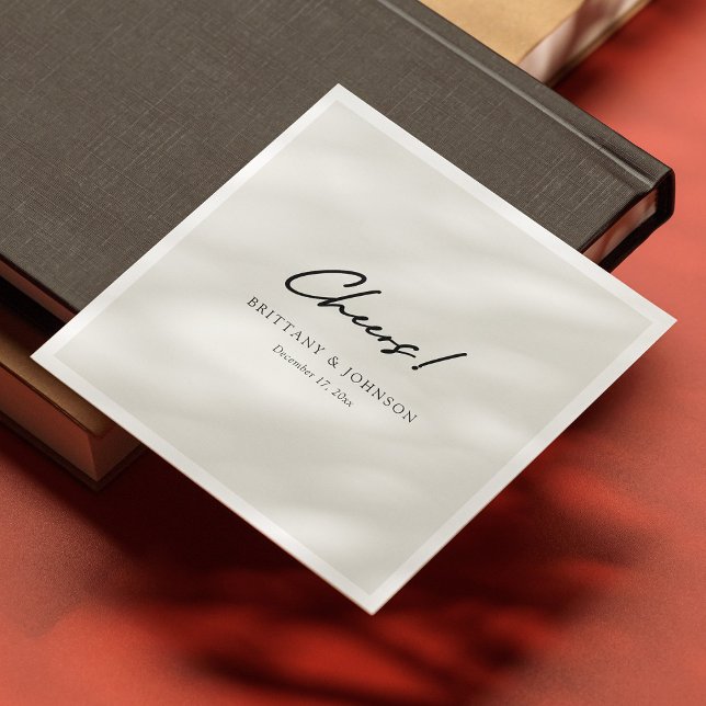 Personalisiertes Minimalistisches "Cheers"! Skript Serviette (Personalized Minimalist "Cheers!" Script Wedding Napkins)