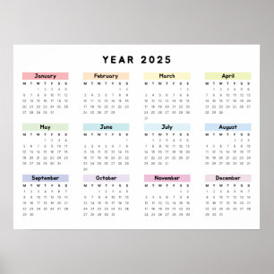 Personalisiertes minimalistisches Jahreskalender-P Poster
