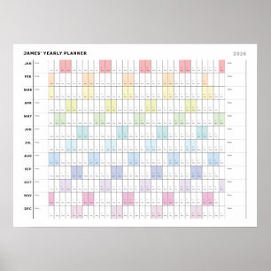 Personalisiertes Minimalistisches Jahresplaner Poster