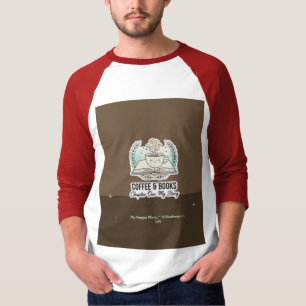 Personalisiertes Minimalistisches Kaffee- & Bücher T-Shirt