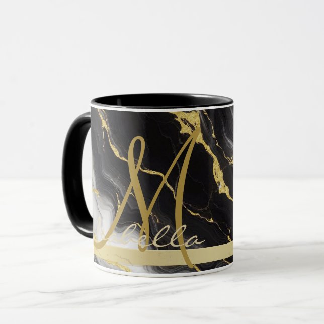 Personalisiertes Minimalistisches, modernes Schwar Tasse (Vorderseite Links)