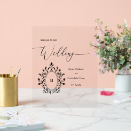 Personalisiertes minimalistisches Monogramm-Hochze Acrylschild