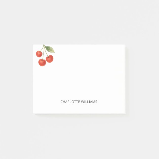 Personalisiertes Minimalistisches Niedliches Kirsc Post-it Klebezettel (Vorderseite)