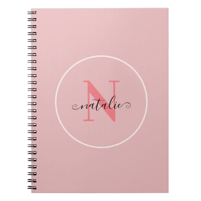 Personalisiertes Minimalistisches Pink SpiralNoteb Notizblock (Vorderseite)