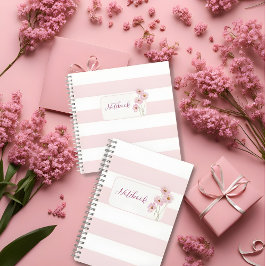 Personalisiertes minimalistisches rosa Blumen-Noti Notizbuch