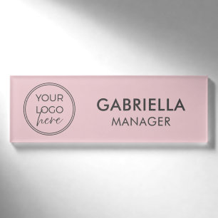 Personalisiertes minimalistisches rosa Geschäftslo Namenschild