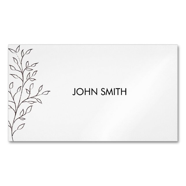 Personalisiertes Minimalistisches Sketch Leaf Magnetische Visitenkarte (Vorderseite)