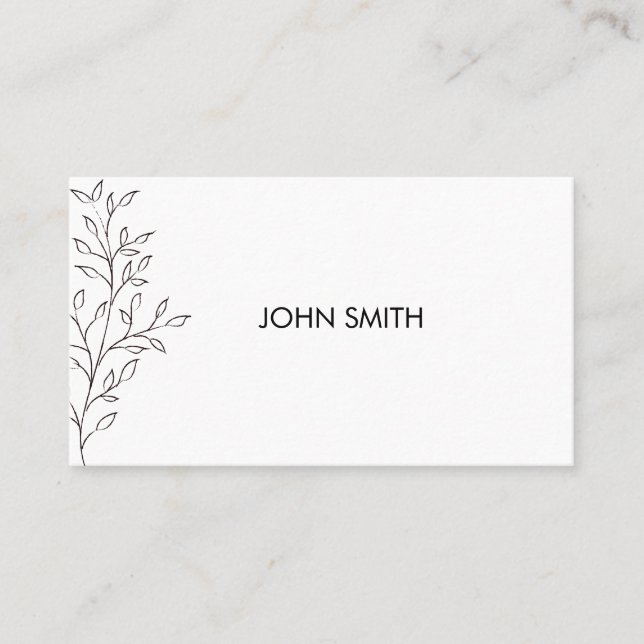 Personalisiertes Minimalistisches Sketch Leaf Visitenkarte (Vorderseite)