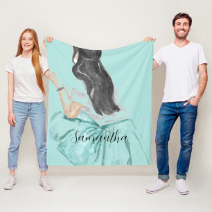 Personalisiertes Minzgrün-modisches Mädchen Fleecedecke
