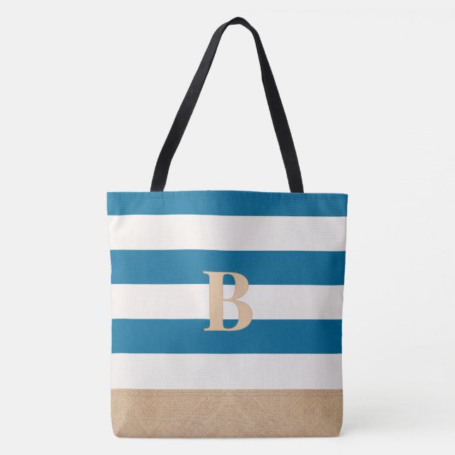 Personalisiertes Mit Monogramm Custom Beach Bag Tasche (Vorderseite)