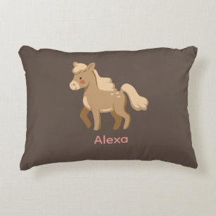 Personalisiertes Mit Monogramm Pony Horse Girl Dekokissen