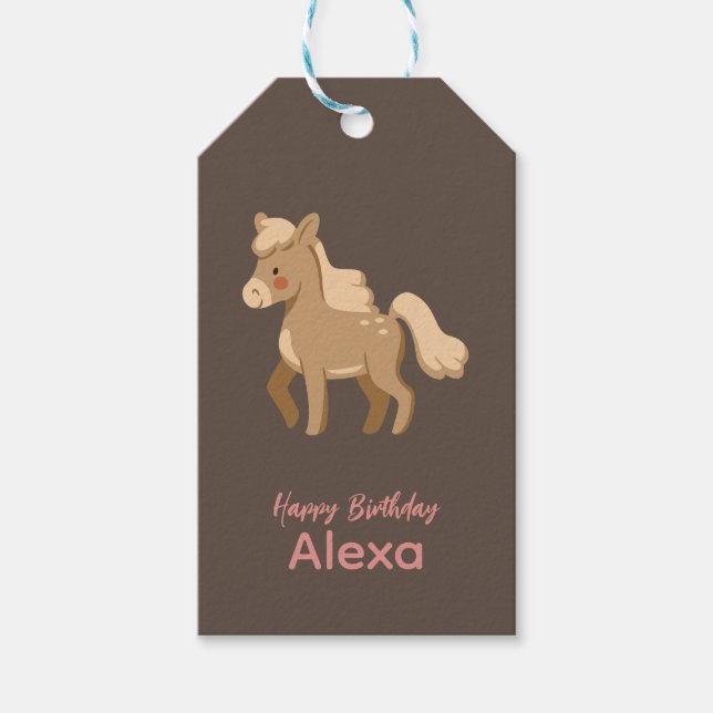 Personalisiertes Mit Monogramm Pony Horse Girl Geschenkanhänger (Vorderseite)