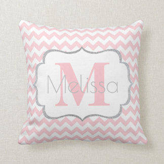 Personalisiertes mit Monogramm rosa graues Kissen