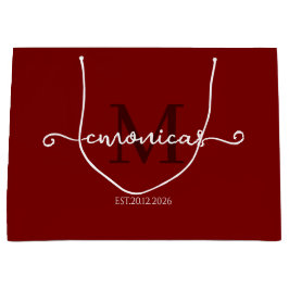 Personalisiertes Mit Monogramm Stylish Dark Red Große Geschenktüte