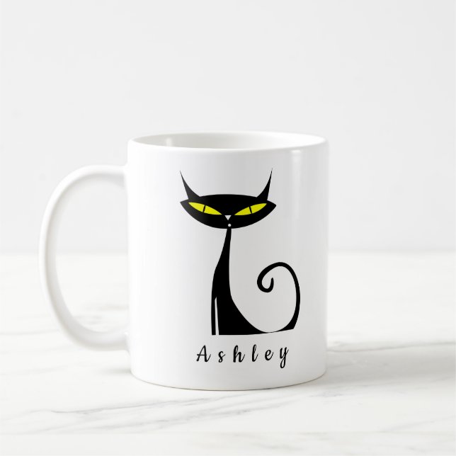 Personalisiertes Mittelalter Moderne Atomenkatze Kaffeetasse (Links)