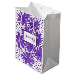 Personalisiertes mittelflorales Design Lila Gesche Mittlere Geschenktüte