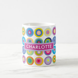 Personalisiertes mittelzentury-farbenfrohes Kreism Kaffeetasse
