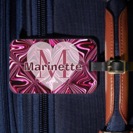 Personalisiertes Mitternachtsrosa Marmor-Geometris Gepäckanhänger